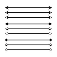 arrow in horizontal line set isolated on white, arrow line for indicate the dimension of drawing, horizontal arrow different, arrowhead black on a line horizontal for dimension scale, clip art arrow vector
