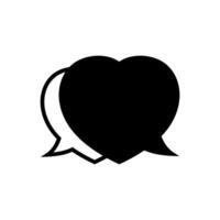 speech bubble heart shape black isolated on white, dialog heart for graphic chat talk sign vector