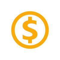 dollar currency coin orange for icon isolated on white, coin dollar money yellow gold for icon, dollar money symbol in circle coin shape, flat icon currency coin for button info graphics simple vector