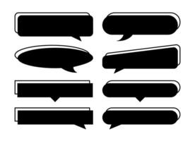 speech bubble black horizontal shape isolated on white, many horizontal frame speech bubble shape, dialog box balloon of text title, discussion chat symbol vector