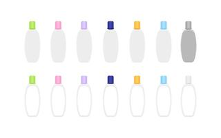 mock-up bottle plastic packaging isolated on white, bottle collection of cosmetic container design, template blank bottle for label graphic, empty bottle for lotion, cream, soap gel products vector