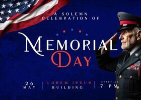 Dark Blue Elegant Memorial Day Celebration Formal Invite template
