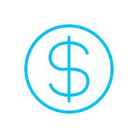 dollar money symbol for icon, simple usa dollar currency linear, blue dollar coin symbol with line thin style, circle dollar line for icon ux ui website or mobile application vector