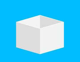open gift box square white for template design, box white isolated on blue background, single white case for gift present, blank box for greeting text concept, white gift box open for icon 3d cube vector