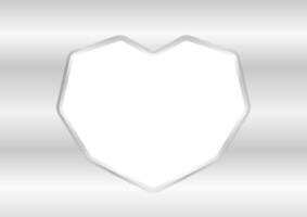 heart shape white on silver background, white frame shaped heart on silver texture for greeting card paper, luxury heart shape for decoration valentine graphic, cute heart shape for copy space vector