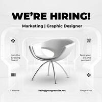 white modern futuristic we are hiring linkedin post template