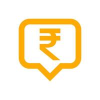 rupee currency symbol in speech bubble square shape for icon, rupee money for app, simple flat rupee money orange, currency digital rupee coin for financial concept vector
