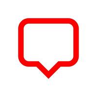 red speech bubble sign isolated on white, bubble speak icon trendy flat design, simple square dialog message for icon, speech bubble square red for button, text box for a comment symbol vector