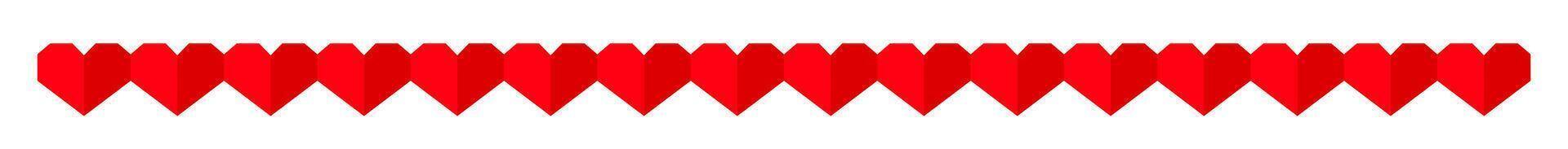 red heart icon symbol in a line strip for border decoration, heart shape plain isolated on white background, simple cute heart for graphic hipster valentine card vector