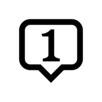 icon number 1 in speech bubble square black isolated on white, first symbol square shape, 1st symbol for success or quality vector