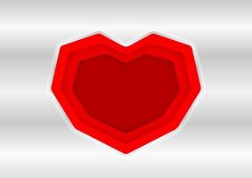 heart shape red on silver background, red frame shaped heart on silver texture for greeting card paper, luxury heart shape red color for decoration valentine graphic vector