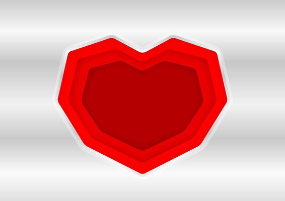 heart shape red on silver background, red frame shaped heart on silver texture for greeting card paper, luxury heart shape red color for decoration valentine graphic