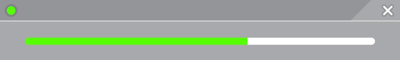 progress bar bright green line isolated on rectangular grey, strip bar progress green for media graphic, progress bar flow simple sign on modern display dialog, progress green line for speed next sign vector