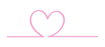 doodle heart shape in a line pink isolated on white, pink heart shape on line strip row, heart shape art line sketch brush for valentine, heart sign with hand drawn for element wedding icon love card vector