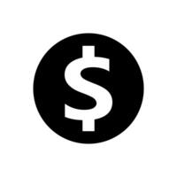 dollar currency icon isolated on white, coin dollar money black white for icon, dollar money symbol in circle coin shape, flat icon currency coin for button info graphics simple vector