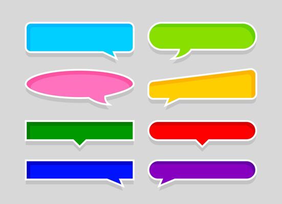speech bubble horizontal colorful isolated on grey, many horizontal frame speech bubble shape, dialog box balloon for text title colorful, discussion chat symbol for banner, various balloon for talk