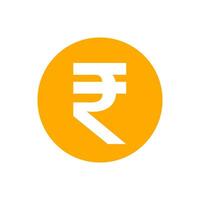 rupee currency coin orange for icon isolated on white, rupee money for app symbol, simple flat rupee money, currency digital rupee coin for financial concept vector