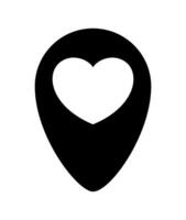 heart icon in black pin point on white, pointer white heart shape for position marker, cute heart simple with pin point symbol, pin pointer for love location place or direction idea vector