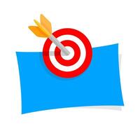 arrow and red aim on blue paper isolated on white background, for copy space text, business goal concept, arrow shooting in circle dart, aiming arrow for target and success idea vector
