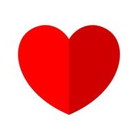 red heart shape paper isolated on white, simple cute heart plain for graphic hipster valentine card, heart-shaped minimal flat style for element decoration, heart paper red origami concept vector