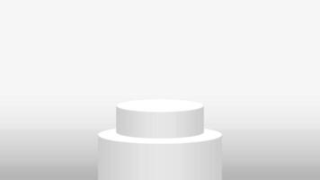 3d pedestal cylinder circle white grey for cosmetics showcase, podium circle stage pastel white color, platform 1 step for advertising copy space, one podium round for products display vector