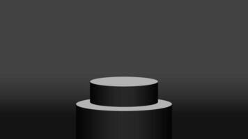 black pedestal cylinder circle one step for cosmetics showcase, 3d podium circle stage black grey color, platform 1 step for advertising copy space, podium round one layer for product display vector