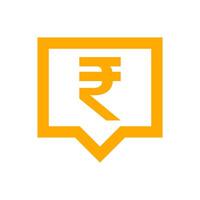 rupee currency symbol in a speech bubble square shape for icon, rupee money for app symbol, simple flat rupee money orange, currency digital rupee coin for a financial concept vector