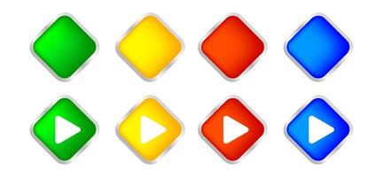 button square 3d shape for buttons games play isolated on white, colorful modern buttons simple and convex, sphere button flat style icon sign for application play, buttons play for website and app vector