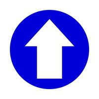 arrow pointing up white in circle blue for icon flat isolated on white, circle with up arrow for button interface app, arrow sign of next or download upload concept, arrow simple symbol for direction vector