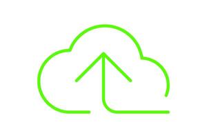 cloud and arrow symbol for icon with line thin, simple line arrow up green cloud, icons add data to cloud for ui ux website or mobile application, cloud for upload download, element of storage network vector