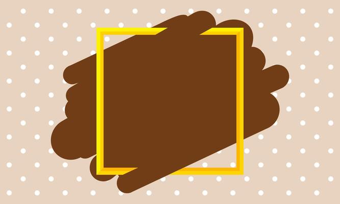 yellow frame on brown brush marks background for banner, square frame on polka dot brown pastel soft for copy space, empty frame for advertisement text, blank advertising ad brown for the media