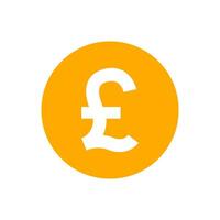 pound currency coin orange for icon isolated on white, pound money for app symbol, simple flat pound money, currency digital pound coin for financial concept vector