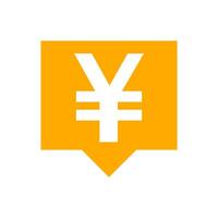 yen currency symbol in speech bubble square shape for icon, orange yen money for app symbol isolated on white, currency digital yen icon for a financial concept vector