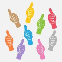 hand thumbs many, like and show hand thumb symbol, thumb up for ok, approve, confirm, yes, best and meeting concept, simple hand thumb colorful vector
