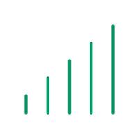 green line graph symbol for icon, simple line bar chart, icon signal for data ux ui website or mobile application, signal graph for different bar levels, graph line for element signal network vector