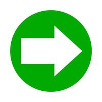 white arrow pointing right in circle green for icon flat isolated on white, circle with arrow for button interface app, arrow sign of next or download upload concept, arrow simple symbol for direction vector