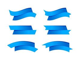 ribbon bow blue stripe shape isolated on white, ribbon tag set for element graphic design, ribbon line blue for label copy space text, border tape curl ribbon blue shaped, label tape blue vector
