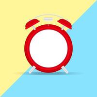 empty alarm clock for copy space, red alarm clock template on minimal flat lay yellow blue background, clock without alarm, clip art alarm clock, illustration of timepiece on yellow blue pastel color vector