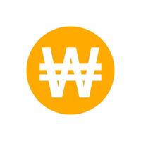 coins won icon orange in simple style isolated on white, monetary won currency symbol, korean won coin in flat style for digital app and website, simple won symbol in circle orange vector