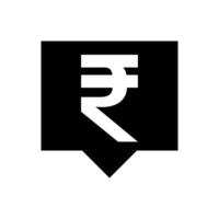 rupee currency symbol in speech bubble square black for icon on white, rupee money for app symbol, simple flat rupee money, currency rupee for icon financial concept vector