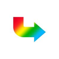 rainbow icon arrow enter log in, right rounded arrow with bracket colorful, arrow enter rainbow color sign in of profile user, entrance arrow pointing, access symbol or submit button vector