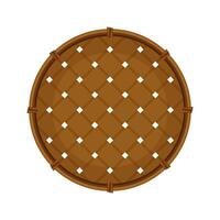 bamboo basket weave brown in top view isolated on a white, empty basket weave bamboo or sieve wicker handmade dark brown, handicraft braided basket round shape, bamboo sieve basketry circle vector