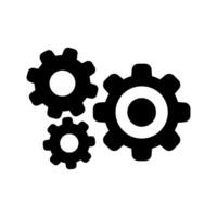 circle cog black for mechanization icon isolated on white, gear symbol for button black icon for progress web, simple circle cog shape for engineering mechanism, machinery industrial technology sign vector