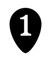 icon number 1 in black pin point isolated on white, flat currency one coin money, first symbol with circle shape, 1st symbol for success or quality, icon 1 of winner, simple number one for a button vector