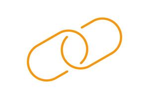 chain link symbol orange for icon, simple hyperlink link chain with line thin style, icon link chain for data ux ui website or mobile application, chain joined symbol for element signal network vector
