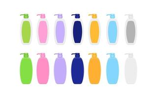 mock-up bottle plastic packaging isolated on white, bottle collection of cosmetic container design, template blank bottle for label graphic, empty bottle for lotion, cream, soap gel product vector