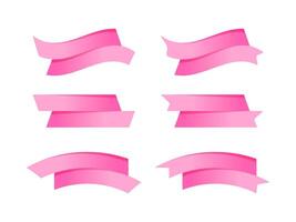 ribbon bow pink stripe shape isolated on white, ribbon tag set for element graphic design, ribbon line pink for label copy space text, border tape curl ribbon pink shaped, label tape pink vector