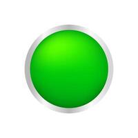 button circle shape green for buttons games play isolated on white, green modern buttons simple and convex, sphere button green flat style icon sign for applications vector