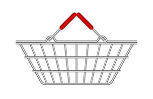 basket empty for supermarket isolated on white, shopping basket, handle basket metal side view vector