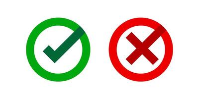 checkmark and x or confirm and deny circle icon button flat for apps and websites symbol, icon checkmark choice vector